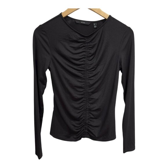 Vero Moda Women’s Black Ruched Front Long Sleeve Top Size M | Minimalist Chic - Picture 1 of 9